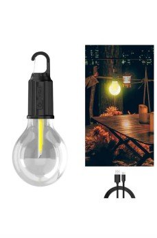 3 Farklı Mod LED'li Şarjlı Asma Kancalı Kamp Lambası Taşınabilir Ampul