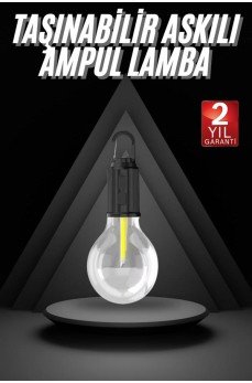 3 Farklı Mod LED'li Şarjlı Asma Kancalı Kamp Lambası Taşınabilir Ampul