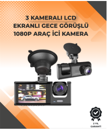 3 Kameralı Dashcam Sistem – Geri Görüş Yardımı, Park Koruması ve G-Sensör