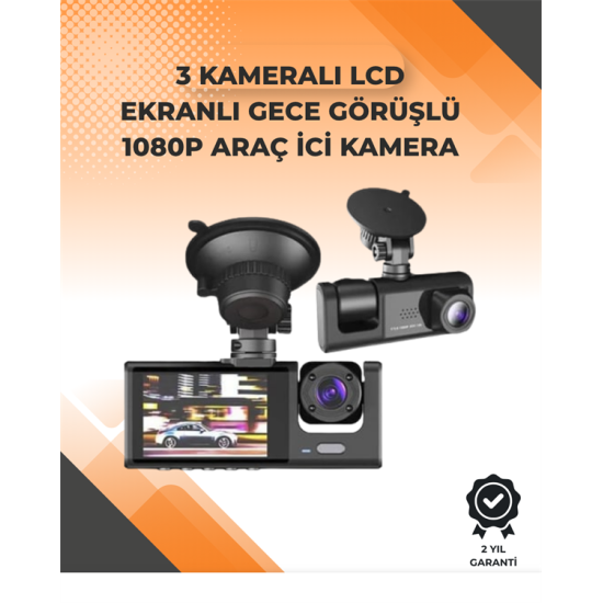 3 Kameralı Dashcam Sistem – Geri Görüş Yardımı, Park Koruması ve G-Sensör
