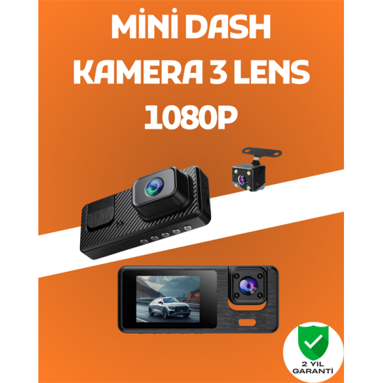 3 Kanallı Araç DVR – Ön + İç + Arka Kamera ile Tam Kapsama, Yüksek Güvenlik