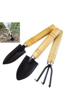 3 Parça Bitki Hobi Seti - Bahçe Saksı Sukulent  Bakım Çapa-Tırmık-Kürek