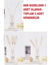3 Tek Adet 3 Model Aromaterapi Koku Dağıtıcı Rattan Şişe Ahşap Difüzör Çubuk (Spiral-Yaprak-Dalgalı)