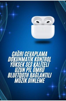 3.Nesil İOS Android Uyumlu Bluetooth 5.0 Beyaz Çağrı Cevaplama