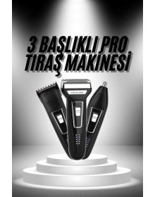 3'lü Set Saç Sakal Kesme Traş Makinesi Burun Kılı Alma Tıraş Makinesi