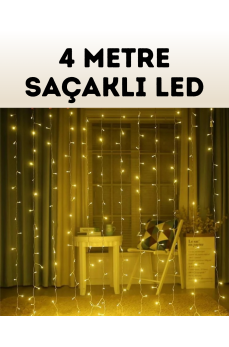 4 Metre Şelale Perde Led Işık Dış Mekan İç Mekan Uyumlu