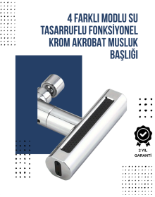 4 Modlu Musluk Başlığı | Şelale, Yağmur, Sprey, Köpük Akışı | Yüksek Basınç Performansı | Modern Tasarım