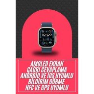 49mm Akıllı Saat Amoled Ekranlı Kadın Erkek Kol Saati Plastik Kordon