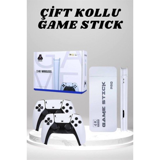 4K HD Görüntü Kaliteli Retro Game Stick 20000 Oyunlu Çift Kollu Beyaz Game Stick 4K HD Görüntü Kaliteli Retro Game Stick 20000 Oyunlu Çift Kollu Beyaz Game Stick