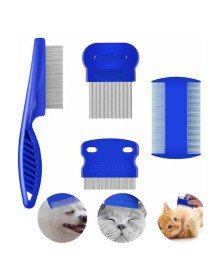 4'lü Bit Pire Tarağı Set Kedi Köpek Evcil Hayvan Tüy Toplayıcı Mavi