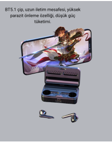 Ayna Ekranlı Bluetooth 5.1 Kablosuz Kulaklık – 3500 mAh Şarj Kutusu, Suya Dayanıklı