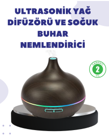 550 ml Büyük Su Hazneli Ultrasonik Nemlendirici ve Aromaterapi Difüzörü