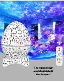 Yıldızlı Gökyüzü Dinozor Yumurta Projektör –  Ayarlanabilir Parlaklık ve Hız