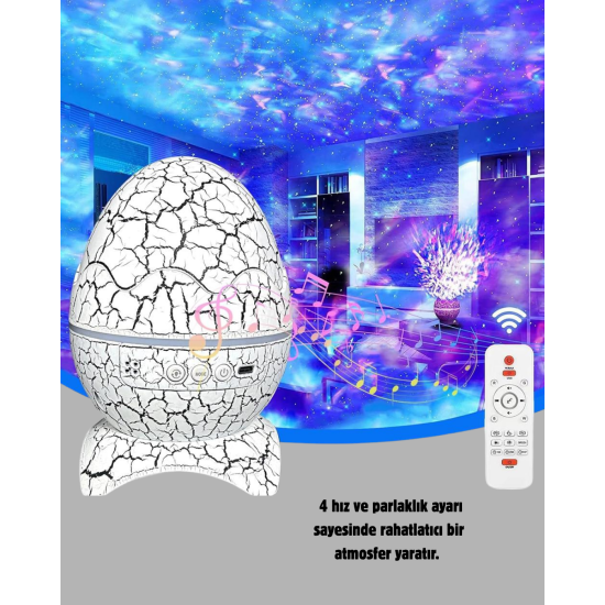 Yıldızlı Gökyüzü Dinozor Yumurta Projektör –  Ayarlanabilir Parlaklık ve Hız