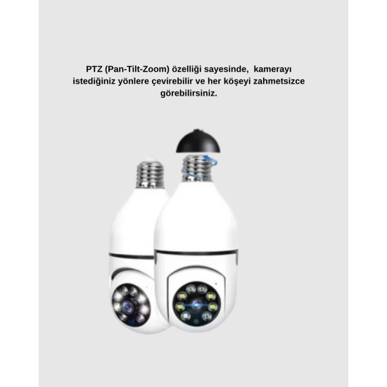 360 Derece Dönebilen Akıllı Duylu Kamera – PTZ, Uzaktan Kontrol, Hareket Algılama 360 Derece Dönebilen Akıllı Duylu Kamera – PTZ, Uzaktan Kontrol, Hareket Algılama