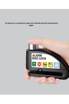 110 dB Alarmlı Disk Fren Kilidi Su Geçirmez Çelik Gövde Motosiklet Güvenlik