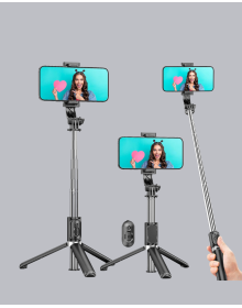 Bluetooth Selfie Çubuğu – 360° Dönebilen Başlık, Kablosuz Bağlantı