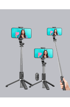 Bluetooth Selfie Çubuğu – 360° Dönebilen Başlık, Kablosuz Bağlantı