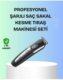 Kuaför Tipi Şarjlı Saç ve Sakal Kesme Makinesi Güçlü Motorlu
