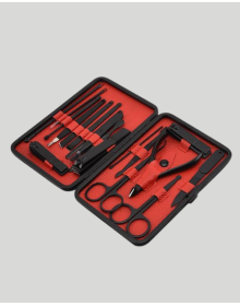 17 Parça Profesyonel Manikür Pedikür Seti Paslanmaz Çelik Siyah Kutu