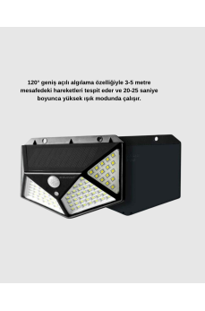 100 LED Güneş Enerjili Bahçe Lambası – PIR Sensörlü, IP65 Su Geçirmez Dış Mekan Aydınlatma