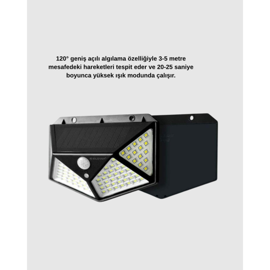 100 LED Güneş Enerjili Bahçe Lambası – PIR Sensörlü, IP65 Su Geçirmez Dış Mekan Aydınlatma 100 LED Güneş Enerjili Bahçe Lambası – PIR Sensörlü, IP65 Su Geçirmez Dış Mekan Aydınlatma