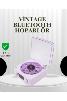 Projektörlü Gece Lambalı Retro Hoparlör – Taşınabilir Bluetooth Speaker