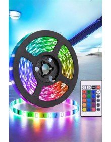 5 Metre Şerit Led RGB Işıklı Kumandalı Güç Adaptörü Her Ortama Uygun