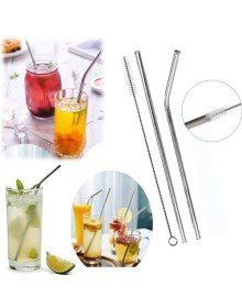 5 Parça Metal Pipet - Paslanmaz Çevre Dostu Metal Pipet Fırça Seti