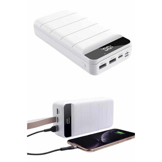 50.000 Mah Powerbank Turbo Hızlı Led Göstergeli Android İOS Uyumlu Taşınabilir Askılı