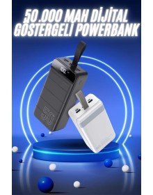 50.000 Mah Powerbank Turbo Hızlı Led Göstergeli Android İOS Uyumlu Taşınabilir Askılı