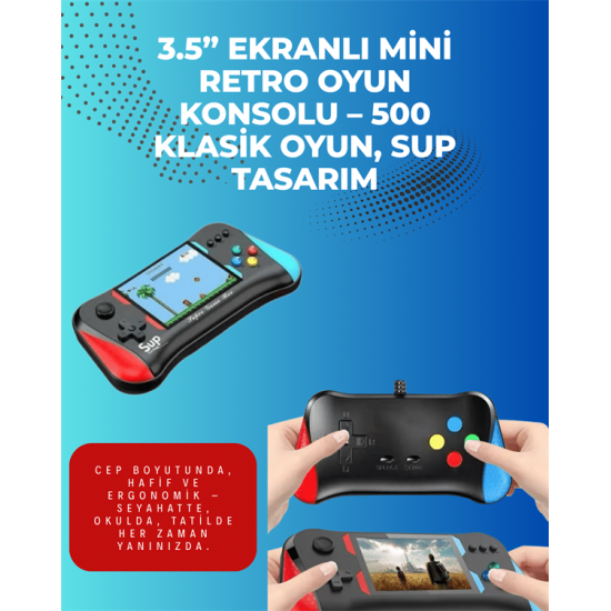 500 Retro Oyunlu Taşınabilir El Konsolu – X7M Modeli