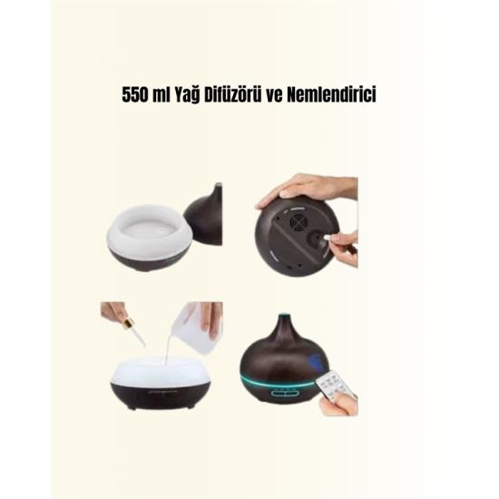 Sessiz Çalışan Aromaterapi Difüzörü – 4 Zaman Ayarlı, 7 Renkli Işık Seçeneği