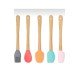 5'li Renkli Ahşap Saplı Silikon Uçlu Spatula Fırçalı Kaşık Seti -Yemek Hazırlık Seti 21 Cm