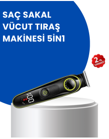 Uzun Pil Ömürlü LED Göstergeli Erkek Bakım Seti 5-in-1 Saç Sakal Tıraş Makinesi