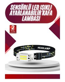 Yüksek Işıklı Şarjlı ve Sensörlü LED Kafa Lambası Kamp Lambası