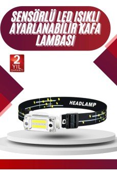 Yüksek Işıklı Şarjlı ve Sensörlü LED Kafa Lambası Kamp Lambası