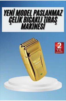 Sakal Kesme Tıraş Makinesi Paslanmaz Çelik Gold Şarjlı
