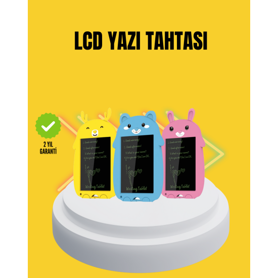 Tek Tuşla Silinebilir LCD Yazı Tableti | Çocuklar İçin Eğitim Tableti