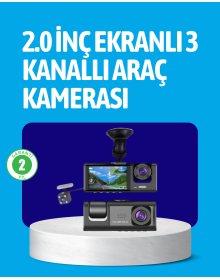 3 Kameralı Araç İçi Kayıt Cihazı  Suya ve Toza Dayanıklı Tasarım