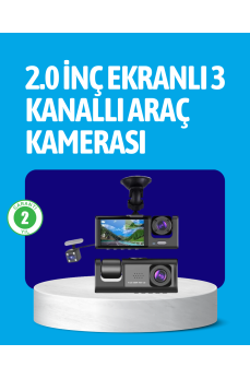 3 Kameralı Araç İçi Kayıt Cihazı  Suya ve Toza Dayanıklı Tasarım