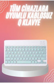 Bluetooh Wıreless Keyboard Siyah Q Klavye İOS Ipad Android Windows Uyumlu
