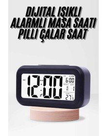 Dijital Işıklı Alarmlı Çalışma Masası Ekran Pilli Çalar Saat