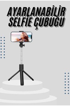 Tripod Selfie Çubuğu Bluetooth Kumandalı Kablosuz Led Işıklı