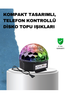 Taşınabilir RGB Disko Topu Bluetooth ve Uzaktan Kumanda Özellikli