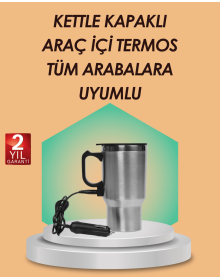 Araç İçi Isıtıcı Termos Bardak Paslanmaz Çelik