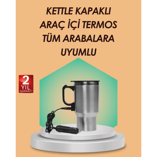 Araç İçi Isıtıcı Termos Bardak Paslanmaz Çelik Araç İçi Isıtıcı Termos Bardak Paslanmaz Çelik
