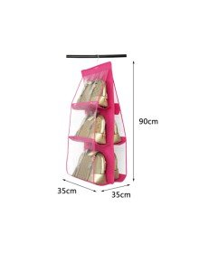 6 Gözlü Pratik Dolap İçi Çanta Askılığı/Organizer (Pembe)