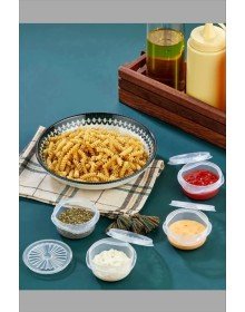 6 lı Yelpaze Kapaklı Şeffaf Mini Sosluk- Ketçap Mayonez Kabı- Kahve Yanı Şeker Lokumluk