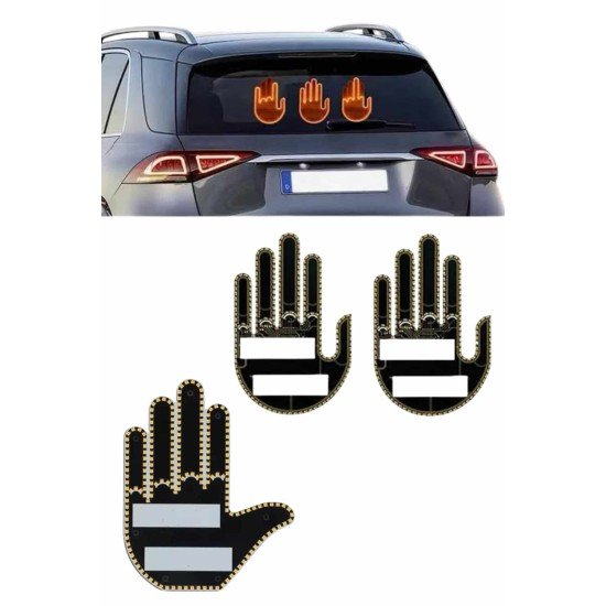 Kumandalı El Led Araba İçi 4 Farklı Mod El Orta Parmak Led